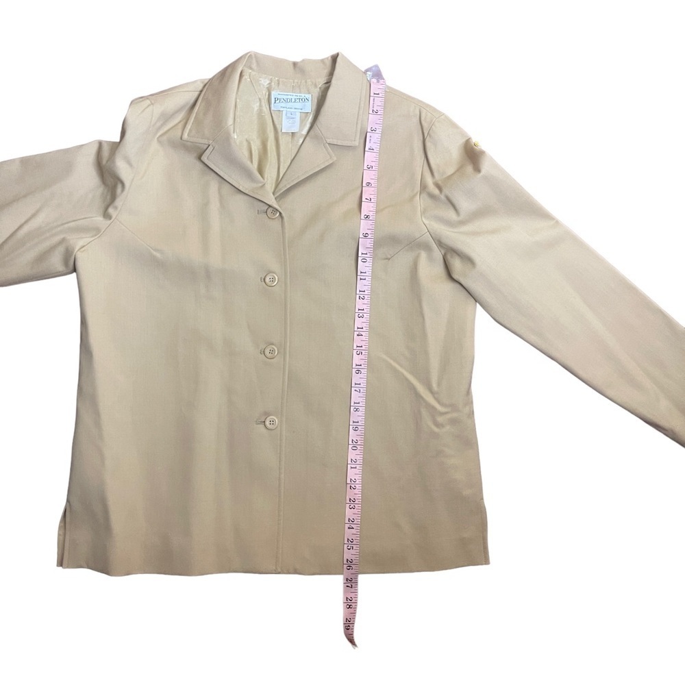 Pendleton Vintage Tan Button Down Wool Blend Blaz… - image 7